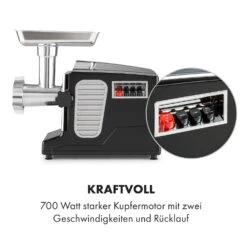 Kraftprotz Elektrischer Fleischwolf 700 W Kupfermotor Hack Wurst Kebbe Edelstahl -Warmekuche Pro Geschaft 10035233 de 0005 logo