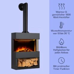 Zermatt Elektrischer Kamin 900/1800W Thermostat Flammenillusion -Warmekuche Pro Geschaft 10035265 de 0003 usp