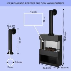 Zermatt Elektrischer Kamin 900/1800W Thermostat Flammenillusion -Warmekuche Pro Geschaft 10035265 de 0005 usp