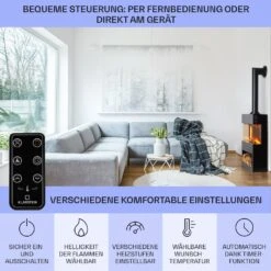 Zermatt Elektrischer Kamin 900/1800W Thermostat Flammenillusion -Warmekuche Pro Geschaft 10035265 de 0006 usp