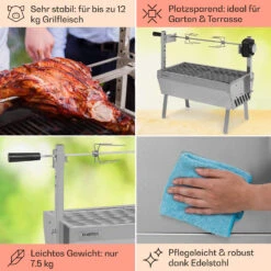 Sauenland Mini Rotisserie-Grill Drehspieß 4W 12kg Max. Edelstahl -Warmekuche Pro Geschaft 10035371 de 0005 usp