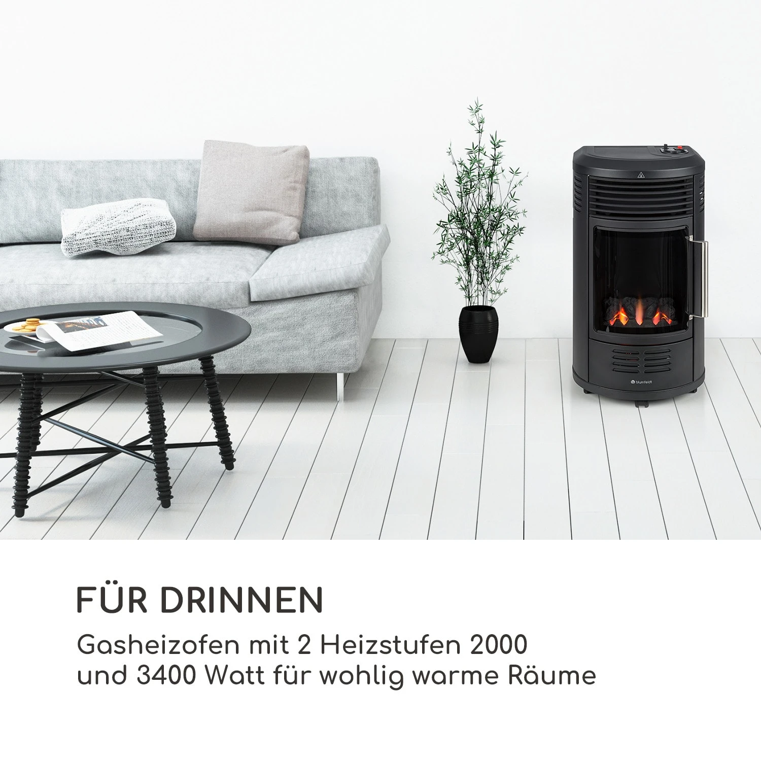 Andora Deluxe Gasheizofen Gasheizer Feuerschein Bis 3,4kW 2 Andora Deluxe Gasheizofen Gasheizer Feuerschein Bis 3,4kW – Bild 2