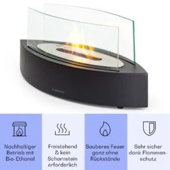 Phantasma Curve Ethanol-Kamin Rauch- & Geruchlos Edelstahl-Brenner Sicherheitsglas -Warmekuche Pro Geschaft 10035457 de 0003 usp