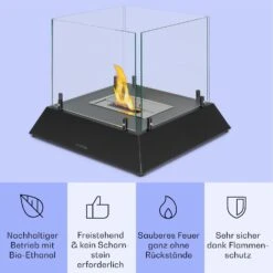 Phantasma Cubo Ethanol-Kamin Rauch- & Geruchlos Edelstahl-Brenner Sicherheitsglas -Warmekuche Pro Geschaft 10035458 de 0003 usp