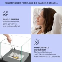 Phantasma Cubo Ethanol-Kamin Rauch- & Geruchlos Edelstahl-Brenner Sicherheitsglas -Warmekuche Pro Geschaft 10035458 de 0006 usp