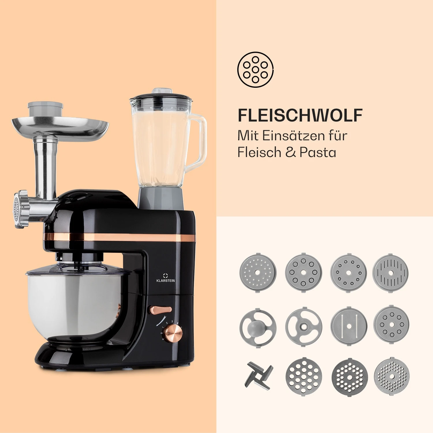 Lucia Elegance Küchenmaschine Mixer Fleischwolf 2000W BPA-frei 5 Lucia Elegance Küchenmaschine Mixer Fleischwolf 2000W BPA-frei – Bild 5