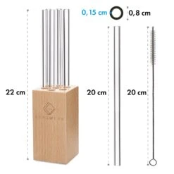 Glaswerk Salizzada Glasstrohhalme 7 Stück 0,8 X 20 Cm (ØxH) Holzhalterung Bürste -Warmekuche Pro Geschaft 10036366 yy 0006 logo