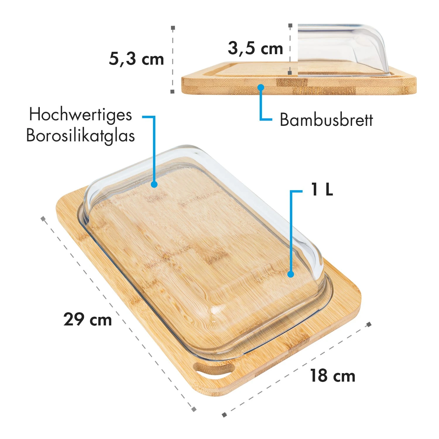 Glaswerk Hermatige Aufschnittbox Mit Glasdeckel 2er Set Borosilikatglas Bambus Schneidebret 7 Glaswerk Hermatige Aufschnittbox Mit Glasdeckel 2er Set Borosilikatglas Bambus Schneidebret – Bild 7