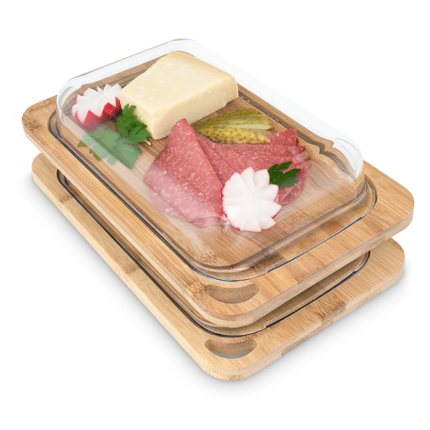 Glaswerk Hermatige Aufschnittbox Mit Glasdeckel 2er Set Borosilikatglas Bambus Schneidebret 1 Glaswerk Hermatige Aufschnittbox Mit Glasdeckel 2er Set Borosilikatglas Bambus Schneidebret
