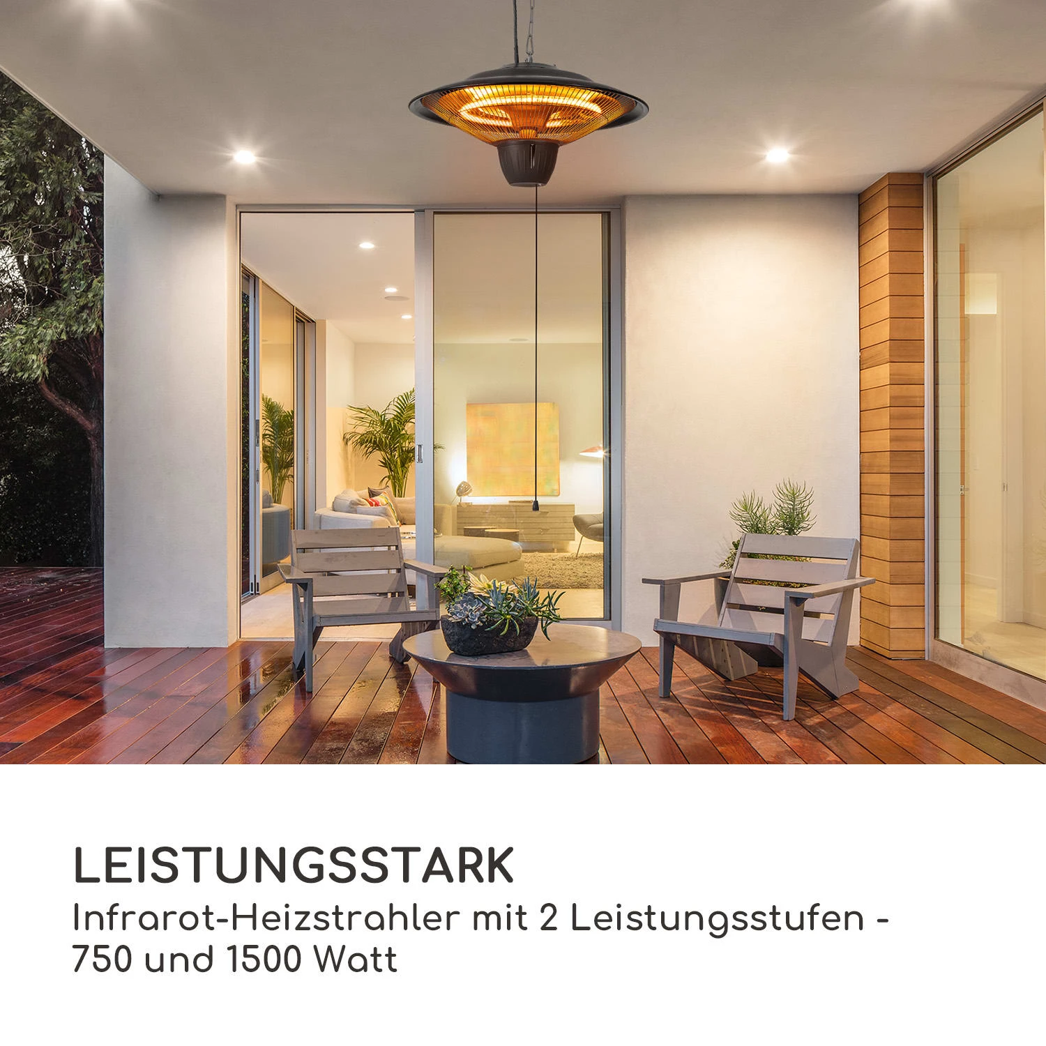 Hitzkopf Infrarot-Deckenheizstrahler Halogen-Heizröhre 2 Stufen 750/1500 W 2 Hitzkopf Infrarot-Deckenheizstrahler Halogen-Heizröhre 2 Stufen 750/1500 W – Bild 2