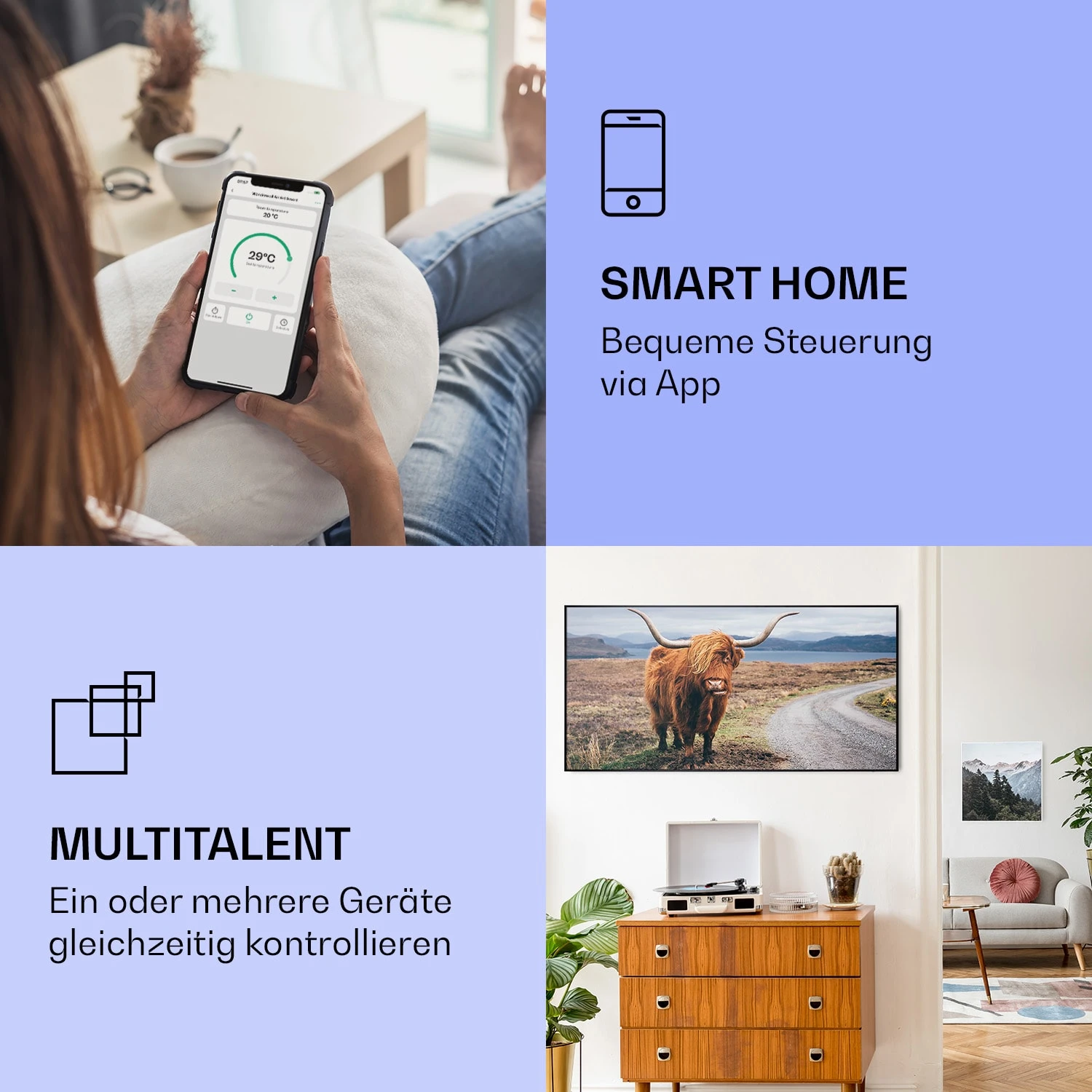 Wonderwall Air Art Smart Infrarotheizung Kuh 120x60cm 700W 2 Wonderwall Air Art Smart Infrarotheizung Kuh 120x60cm 700W – Bild 2