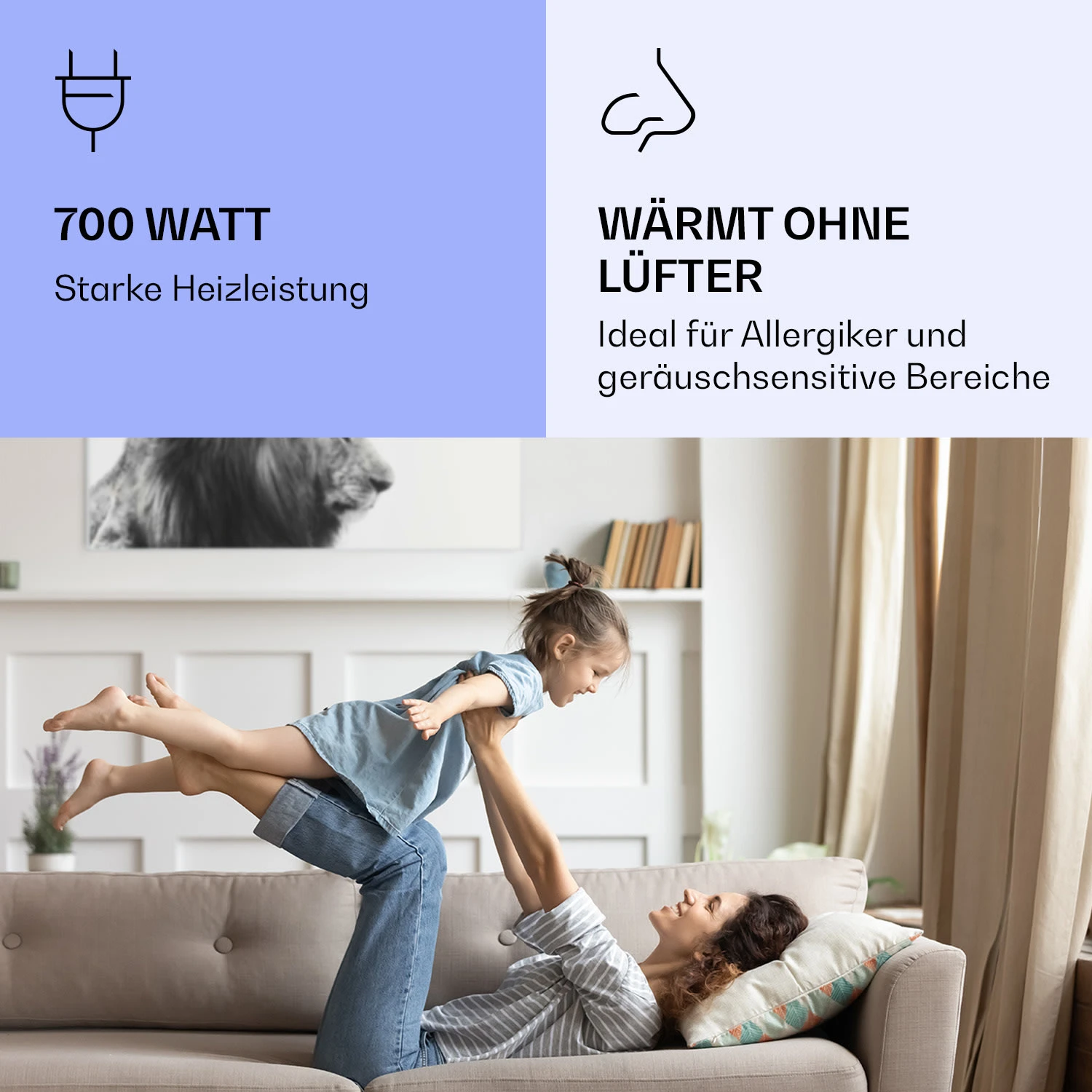 Wonderwall Air Art Smart Infrarotheizung Löwe 60x120cm 700W 5 Wonderwall Air Art Smart Infrarotheizung Löwe 60x120cm 700W – Bild 5