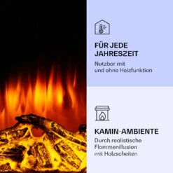 Klarstein Lamington Elektrokamin 2000 W LED-Flammen Heizlüfter Timer Ambientelicht -Warmekuche Pro Geschaft 10038006 de 0006 logo