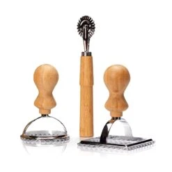 Ravioli Ausstecher 3er Set 2 Größen Rund & Eckig Teigrad Metall Bambus