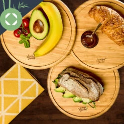 3er-Set Bambus-Frühstücksbrett Rund 25 X 1,6 X Cm (ØxH) Pflegeleicht -Warmekuche Pro Geschaft 10038082 yy 0004 logo