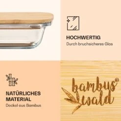 Aufschnittbox Mit Deckel 1,6 Liter 2er Set Glas Bambus Hitzebeständig -Warmekuche Pro Geschaft 10038231 de 0003 logo