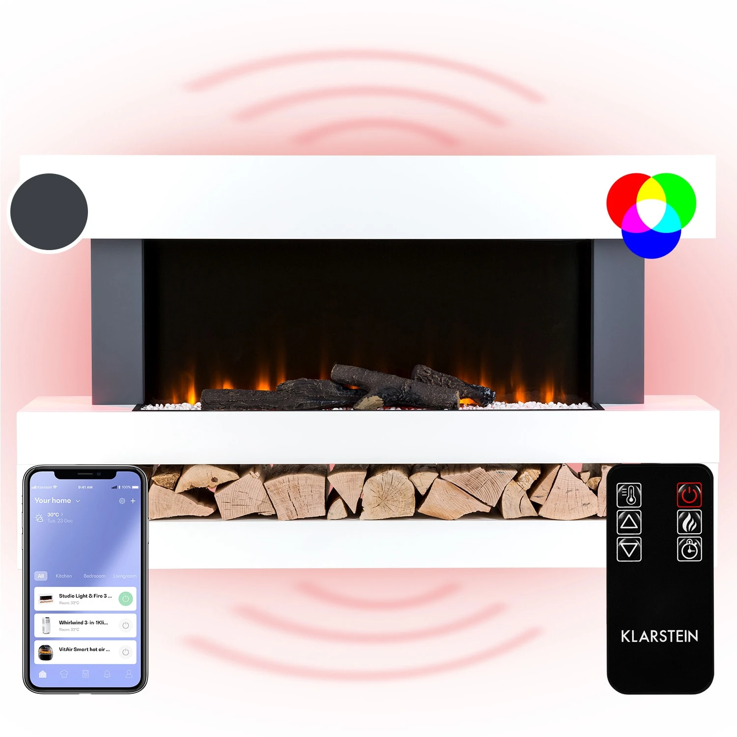 Studio Light & Fire 3 Smart Kamin 1000/2000W MDF WiFi-Steuerung 1 Studio Light & Fire 3 Smart Kamin 1000/2000W MDF WiFi-Steuerung