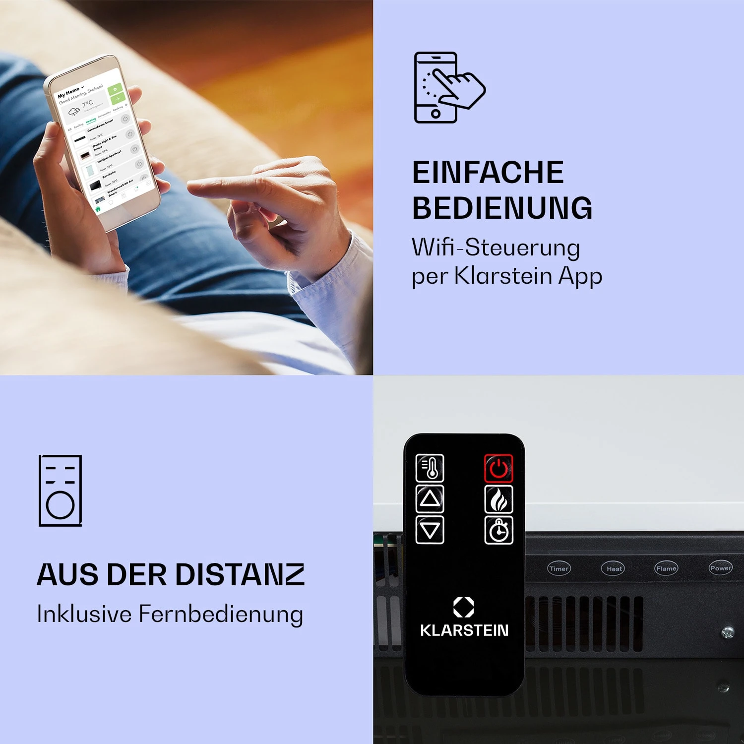 Studio Light & Fire 3 Smart Kamin 1000/2000W MDF WiFi-Steuerung 2 Studio Light & Fire 3 Smart Kamin 1000/2000W MDF WiFi-Steuerung – Bild 2