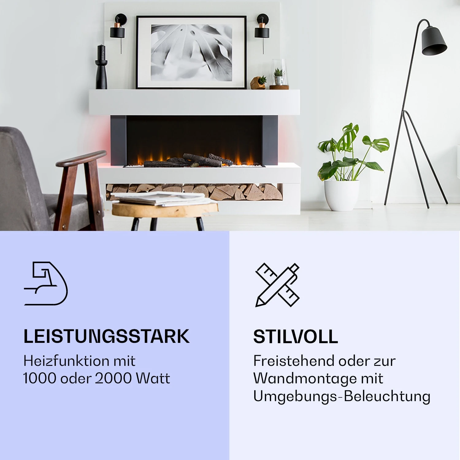 Studio Light & Fire 3 Smart Kamin 1000/2000W MDF WiFi-Steuerung 3 Studio Light & Fire 3 Smart Kamin 1000/2000W MDF WiFi-Steuerung – Bild 3