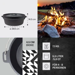 Galloway Dutch Oven 6.0 BBQ-Topf Gusseisen Voreingebrannt Größe M / 6 Qt 10 Galloway Dutch Oven 6.0 BBQ-Topf Gusseisen Voreingebrannt Größe M / 6 Qt -Warmekuche Pro Geschaft 10038581 de 0004 usp