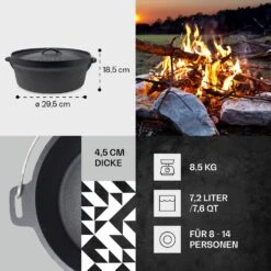 Galloway Dutch Oven 9.0 BBQ-Topf Gusseisen Größe L / 9 Qt -Warmekuche Pro Geschaft 10038582 de 0004 usp