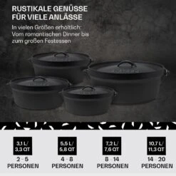 Galloway Dutch Oven 9.0 BBQ-Topf Gusseisen Größe L / 9 Qt -Warmekuche Pro Geschaft 10038582 de 0006 usp