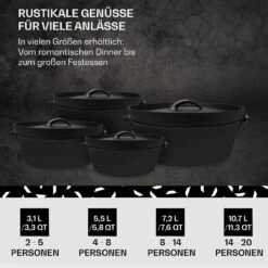 Galloway Dutch Oven 12.0 BBQ-Topf Gusseisen Größe XL / 12 Qt -Warmekuche Pro Geschaft 10038583 de 0006 usp