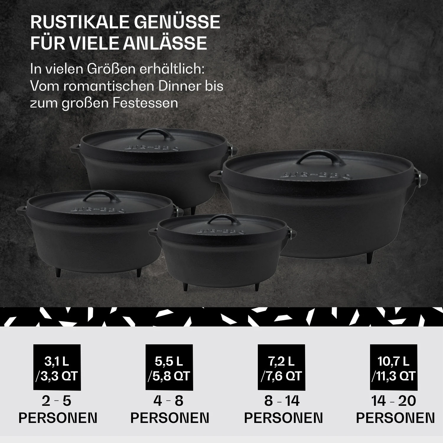 Galloway Dutch Oven 9.0 BBQ-Topf Gusseisen Standfüße Größe L / 9 Qt 6 Galloway Dutch Oven 9.0 BBQ-Topf Gusseisen Standfüße Größe L / 9 Qt – Bild 6