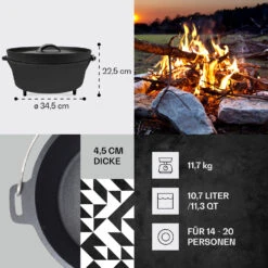 Galloway Dutch Oven 12.0 BBQ-Topf Gusseisen Standfüße Größe XL / 12 Qt -Warmekuche Pro Geschaft 10038587 de 0004 usp