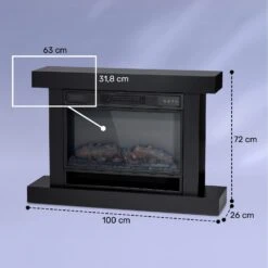 Vulsini Hideaway Elektrokamin 1900 W LED-Technik Fernbedienung -Warmekuche Pro Geschaft 10038619 yy 0008 dimensions