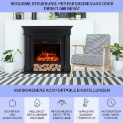 Las Pilas Elektrokamin Heizlüfter 900/1800W Wochentimer Fernbedienung -Warmekuche Pro Geschaft 10038630 de 0006 usp