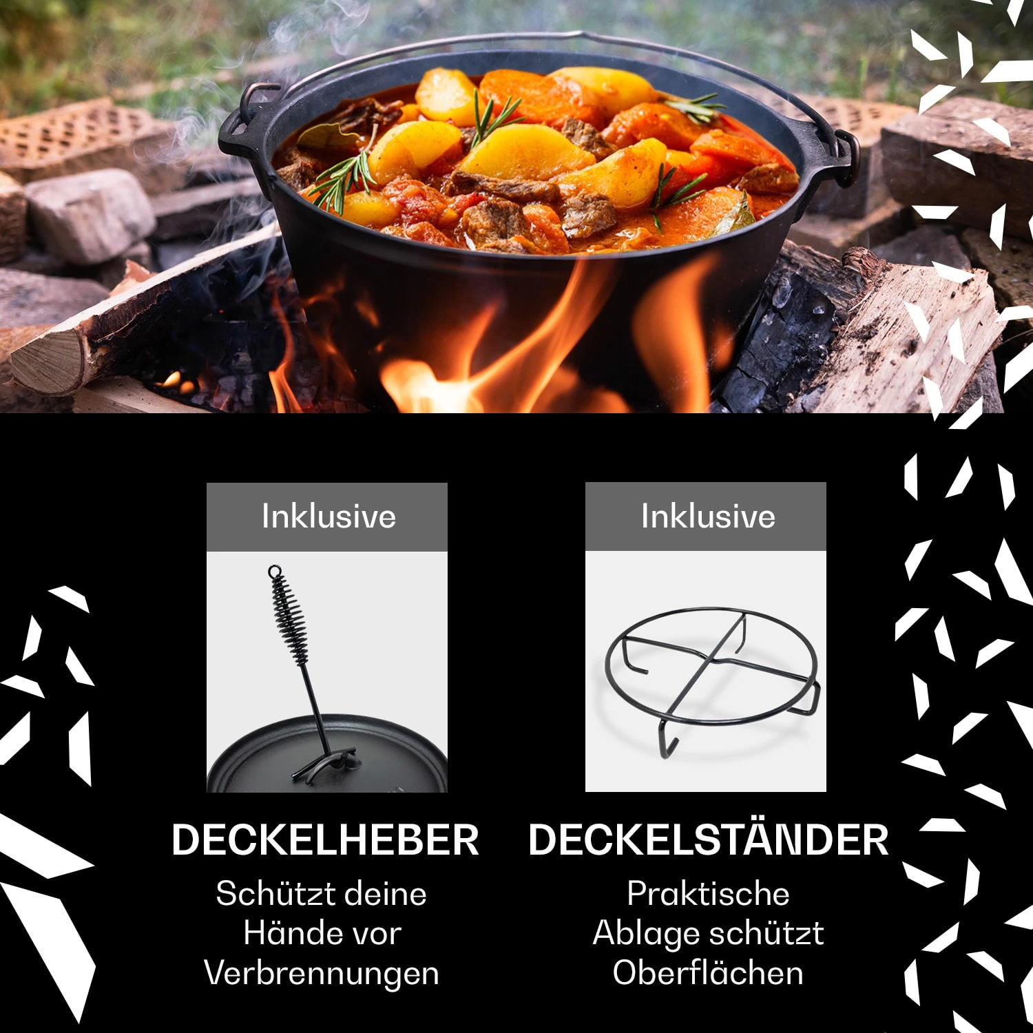 Guernsey Premium Dutch Oven 6.0 BBQ-Topf Gusseisen Standfüße Größe M / 6 Qt 2 Guernsey Premium Dutch Oven 6.0 BBQ-Topf Gusseisen Standfüße Größe M / 6 Qt – Bild 2