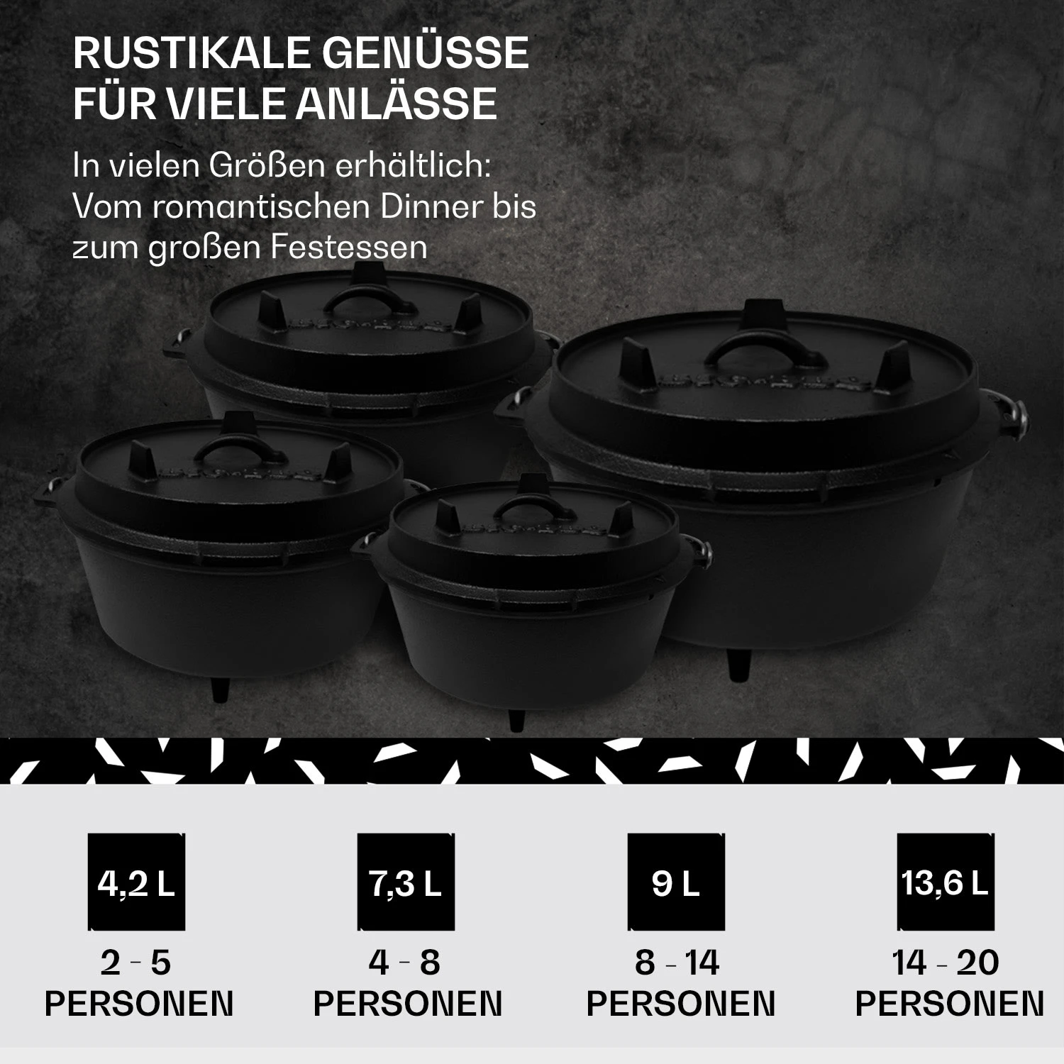 Guernsey Premium Dutch Oven 12.0 BBQ-Topf Gusseisen Standfüße Größe XL / 12 Qt 6 Guernsey Premium Dutch Oven 12.0 BBQ-Topf Gusseisen Standfüße Größe XL / 12 Qt – Bild 6