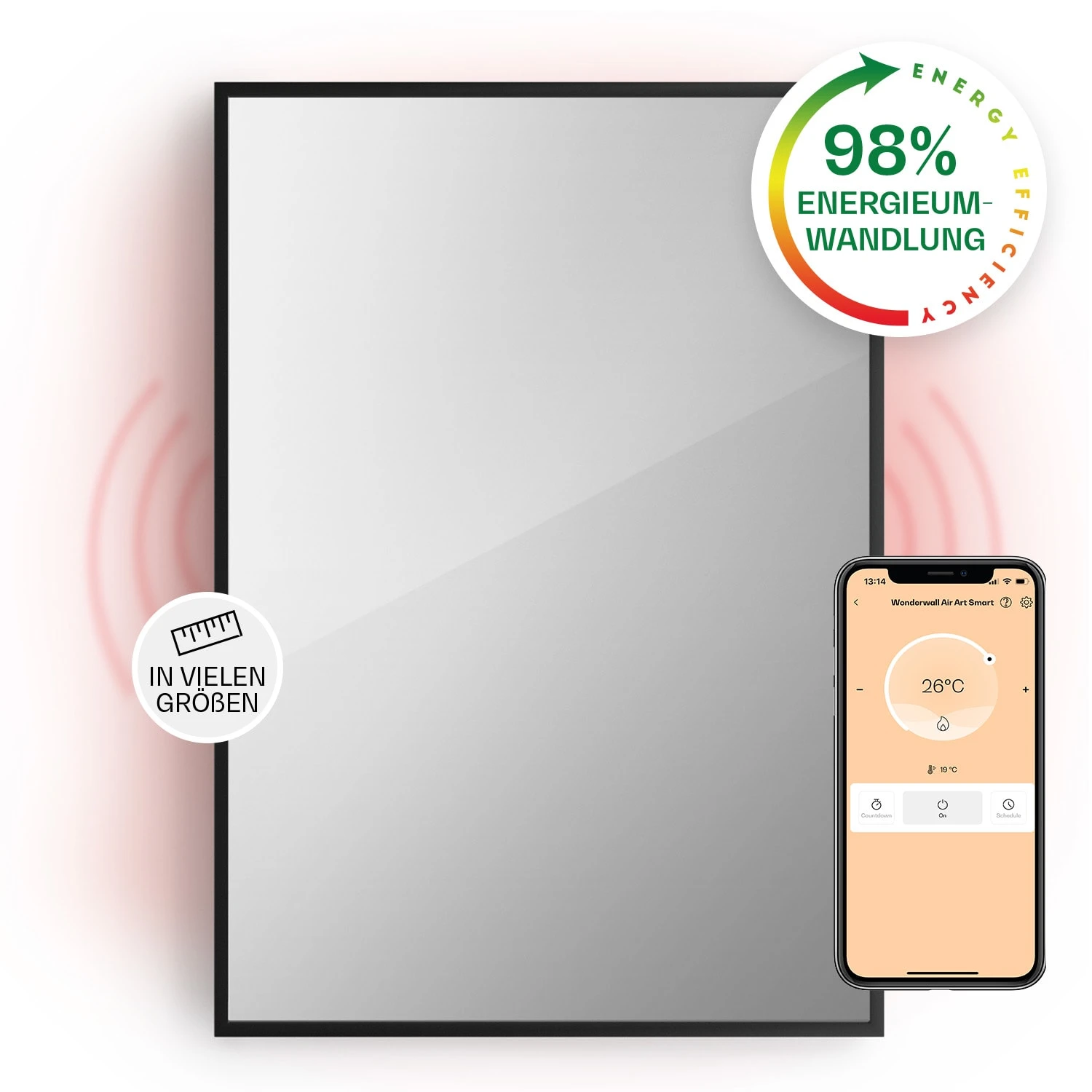 La Palma 750 Smart 2-in-1 Heizgerät Infrarot Konvektor 85x60cm 750W Spiegelfront 1 La Palma 750 Smart 2-in-1 Heizgerät Infrarot Konvektor 85x60cm 750W Spiegelfront