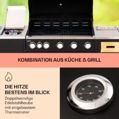 Jersey Outdoor Kitchen Gasgrill Spüle 20,7 KW 5+1 Brenner Mobil -Warmekuche Pro Geschaft 10039854 de 0003 usp