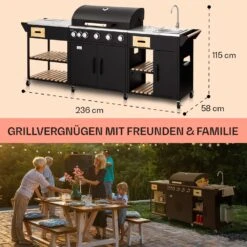 Jersey Outdoor Kitchen Gasgrill Spüle 20,7 KW 5+1 Brenner Mobil -Warmekuche Pro Geschaft 10039854 de 0006 usp