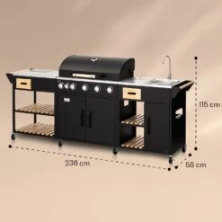 Jersey Outdoor Kitchen Gasgrill Spüle 20,7 KW 5+1 Brenner Mobil -Warmekuche Pro Geschaft 10039854 yy 0008 dimensions