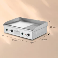 Grillmeile 4400 Elektrogrill Plancha 2x2200W Grillplatte Edelstahl -Warmekuche Pro Geschaft 10039915 yy 0008 dimensions