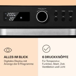 Prime Air Heißluftfritteuse 1500W 23l Timer 8 Programme -Warmekuche Pro Geschaft 10040025 de 0004 logo