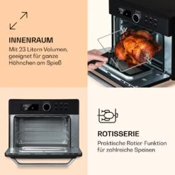 Prime Air Heißluftfritteuse 1500W 23l Timer 8 Programme -Warmekuche Pro Geschaft 10040025 de 0005 logo