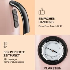 Aquavita Chalet Wasserkocher 1,7 Liter 2200 Watt Temperaturanzeige Edelstahl -Warmekuche Pro Geschaft 10040038 de 0005 logo