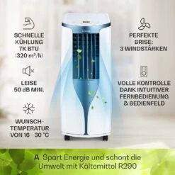 New Breeze 7 Mobile Klimaanlage 7000BTU 2,1kW Bis 34m² EEC A Mobil Fernbedienung -Warmekuche Pro Geschaft 10040153 de 0003 usp