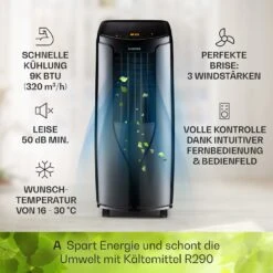 New Breeze 9 Mobile Klimaanlage 4-in-1 9.000 BTU / 2,6 KW EEK A Bodenrollen Timer -Warmekuche Pro Geschaft 10040154 de 0003 usp