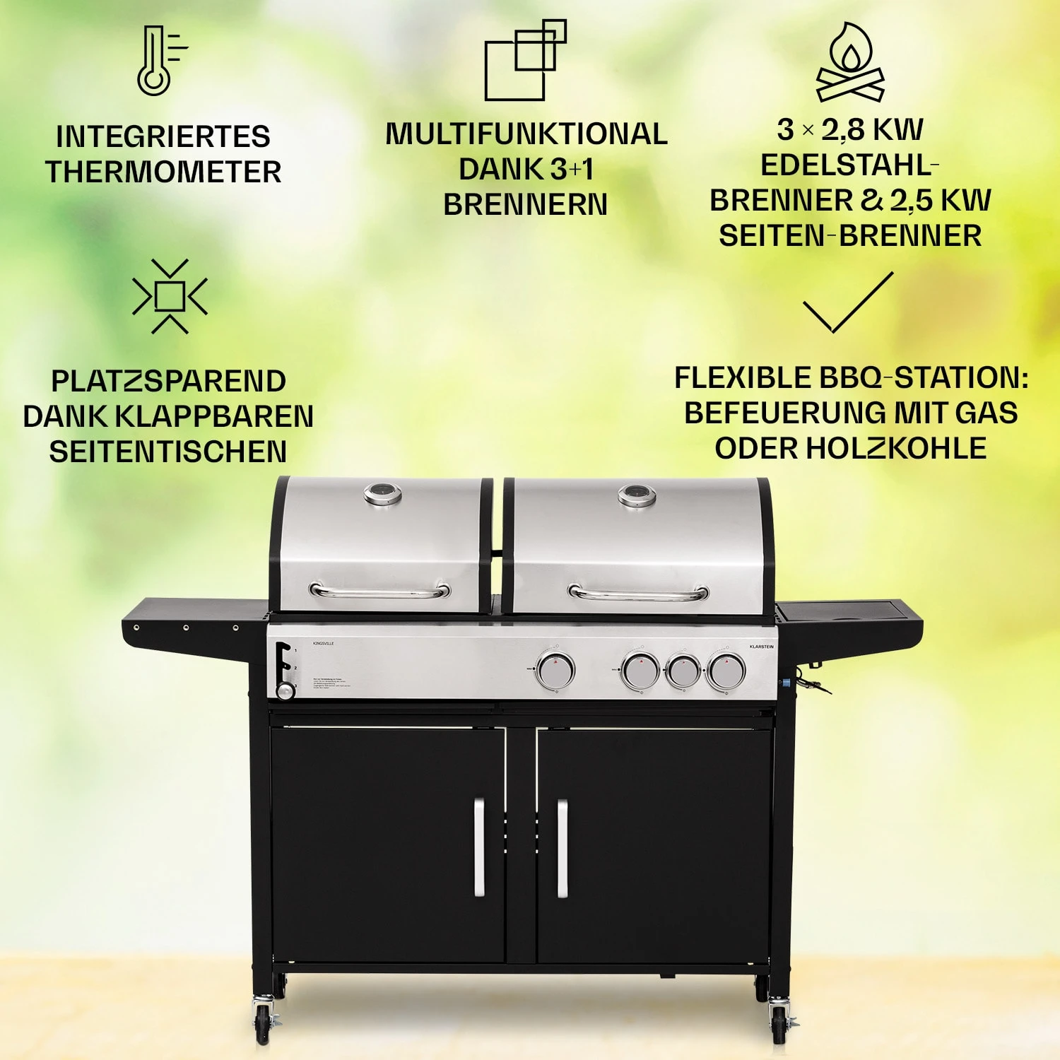 Kingsville 3.1 Kombigrill Gas + Kohle 10,9 KW 3+1 Brenner 2 Kingsville 3.1 Kombigrill Gas + Kohle 10,9 KW 3+1 Brenner – Bild 2