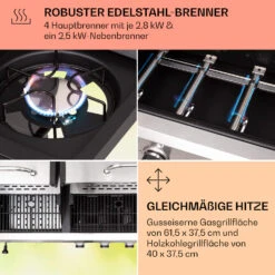 Kingsville 4.1 Kombigrill Gas + Kohle 13,7 KW 4+1 Brenner 12 Kingsville 4.1 Kombigrill Gas + Kohle 13,7 KW 4+1 Brenner -Warmekuche Pro Geschaft 10040271 de 0005 usp