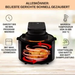 Vendure Heißluftfritteuse Mit Dampffunktion 1250W 5 Liter 6 Programme 9 Vendure Heißluftfritteuse Mit Dampffunktion 1250W 5 Liter 6 Programme -Warmekuche Pro Geschaft 10040278 de 0003 usp