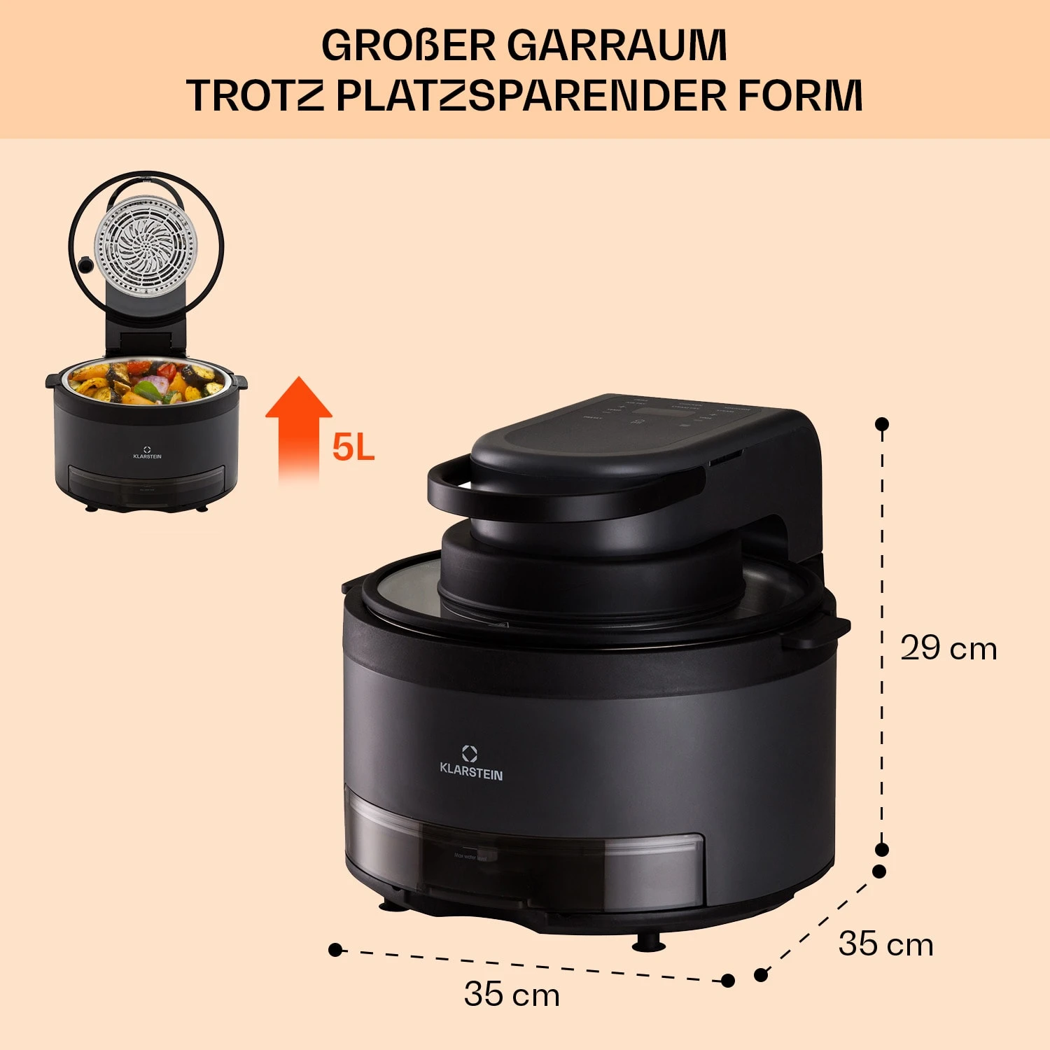 Vendure Heißluftfritteuse Mit Dampffunktion 1250W 5 Liter 6 Programme 7 Vendure Heißluftfritteuse Mit Dampffunktion 1250W 5 Liter 6 Programme – Bild 7