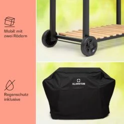 Aberdeen Double Holzkohlegrill Smoker Thermometer 2 Seitentische Mobil -Warmekuche Pro Geschaft 10040293 de 0008 usp