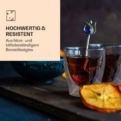 DUOS Doppelwandiges Glas | Thermoglas | 80, 200, 310, 400 Ml | Trinkglas | Espressoglas, Teeglas, Shotglas | Für Heiße Und Kalte Getränke | Borosilikatglas| Hitze- Und Kältebeständig | Handgemacht | Spülmaschinenfest | Schwebe-Effekt -Warmekuche Pro Geschaft 10040368 de 0003 logo