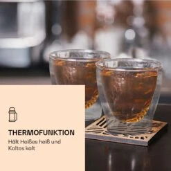 DUOS Doppelwandiges Glas | Thermoglas | 80, 200, 310, 400 Ml | Trinkglas | Espressoglas, Teeglas, Shotglas | Für Heiße Und Kalte Getränke | Borosilikatglas| Hitze- Und Kältebeständig | Handgemacht | Spülmaschinenfest | Schwebe-Effekt -Warmekuche Pro Geschaft 10040368 de 0004 logo